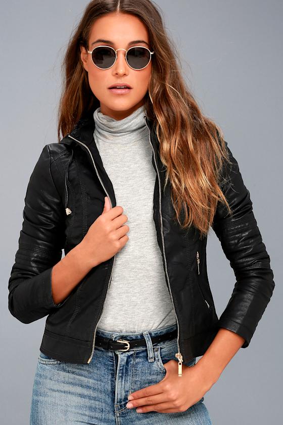 Cute Moto Jacket Vegan Leather Jacket Black Jacket Lulus