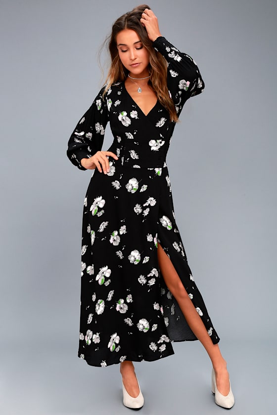 So Sweetly Black Floral Print Midi Dress 1
