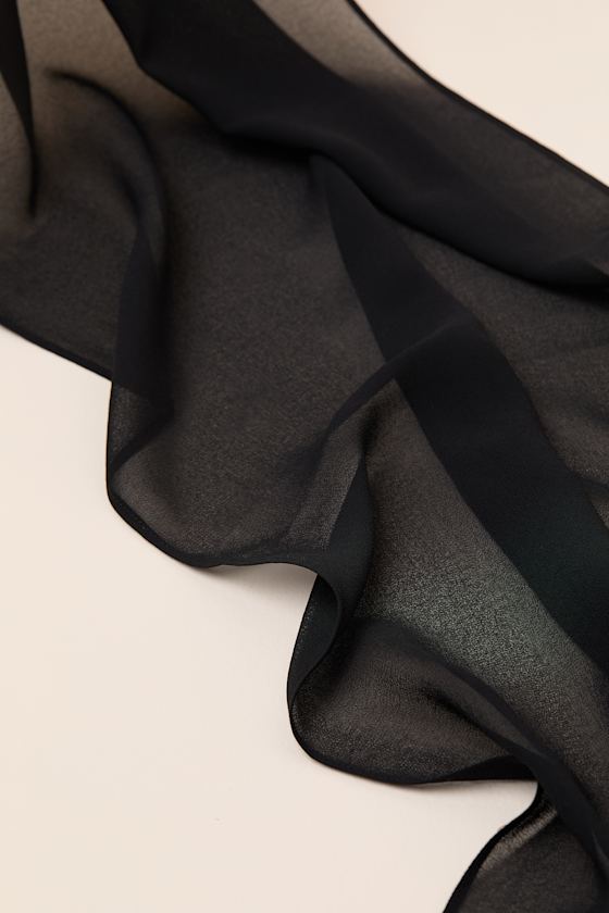 Neave Black Chiffon Sash Scarf - thumbnail 6