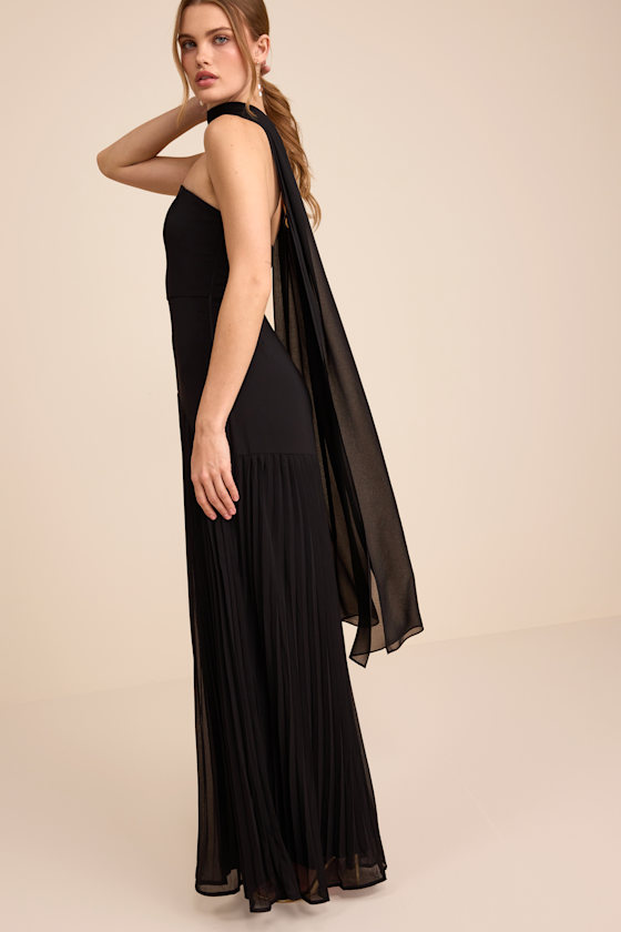 Neave Black Chiffon Sash Scarf - thumbnail 4