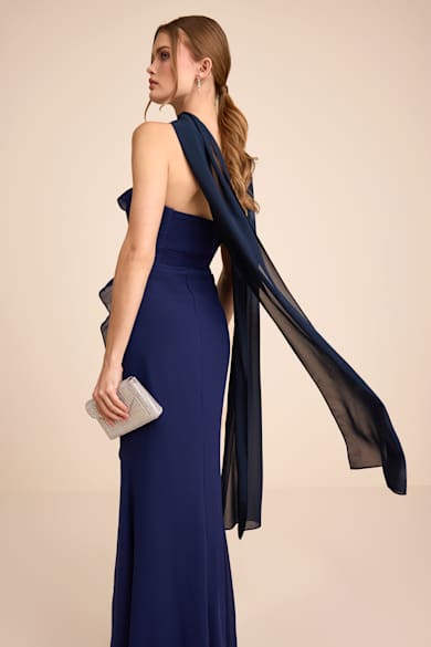 navy blue cover up for dress Smocked Lace-Up Dress - Navy