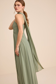 Neave Sage Chiffon Sash Scarf 1