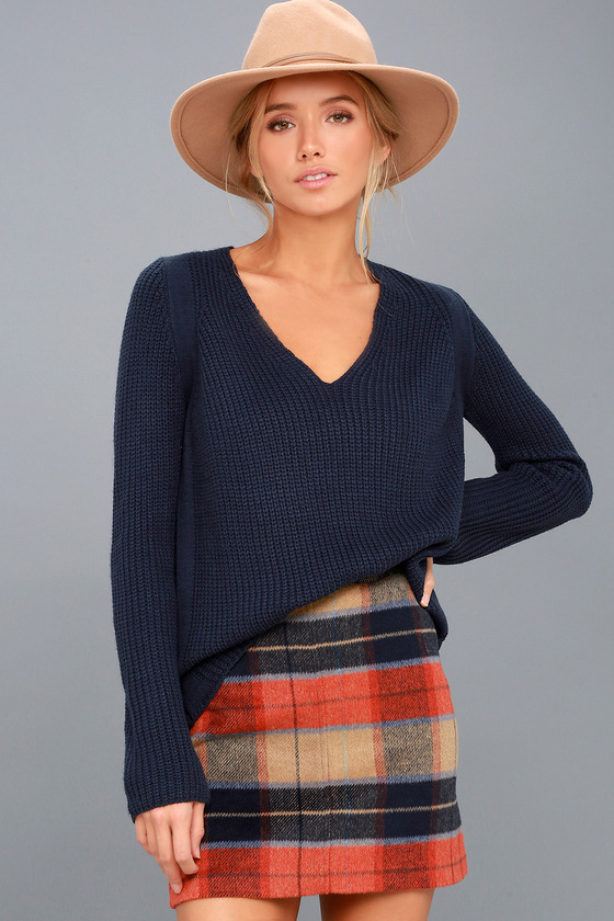 Cute Navy Blue Sweater - V-Neck Sweater - Knit Sweater - Lulus