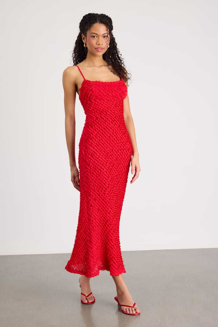 red slip midi dress Estelle Rose Red Slip Midi Dress / S