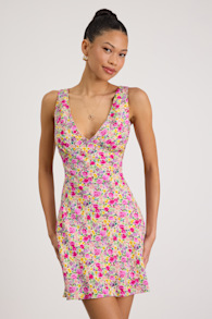 Vanessa Pink Multi Floral Sleeveless Mini Dress 1