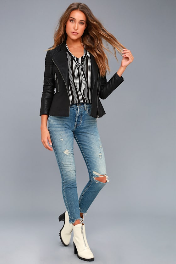 Souped-Up Black Vegan Leather Moto Jacket 2