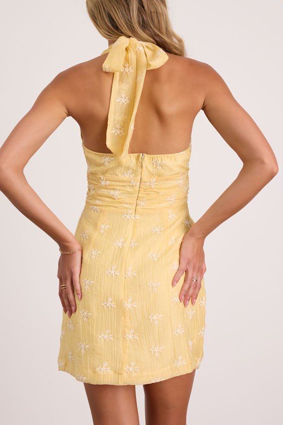 Kastoria Light Yellow Embroidered Mini Dress 2