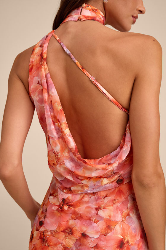 Ivanna Orange Multi Floral Jacquard Midi Dress 2
