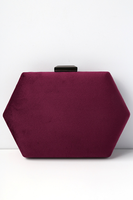 Audra Burgundy Velvet Clutch 2