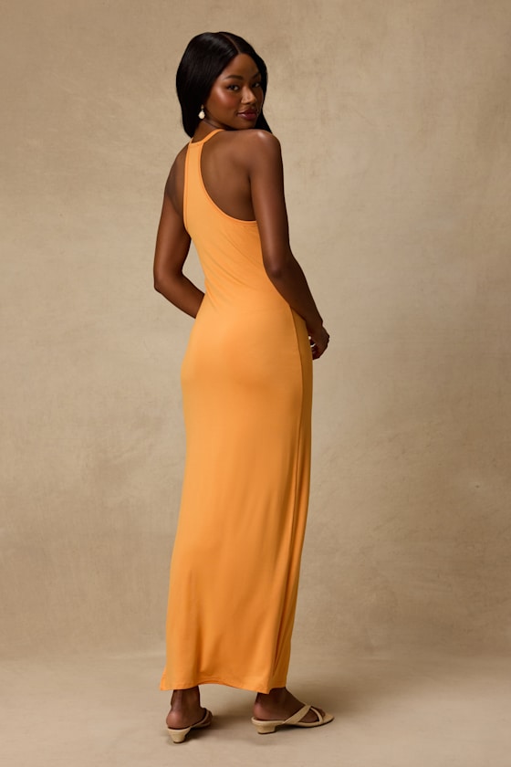 Palani Light Orange Jersey Knit Maxi Dress - thumbnail 5
