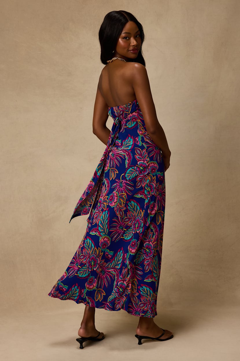 strapless boho dress Sofia Blue Multi Print Maxi bf25 Details Polyester and spandex Quinceanera Dress Black Pink Boho bandeau Size:Up to 37