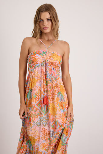 Grace Bay Blush Multi Boho Print Halter Maxi Dress 1