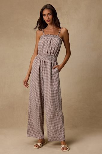 Dylan Brown Gingham Wide-Leg Jumpsuit 2