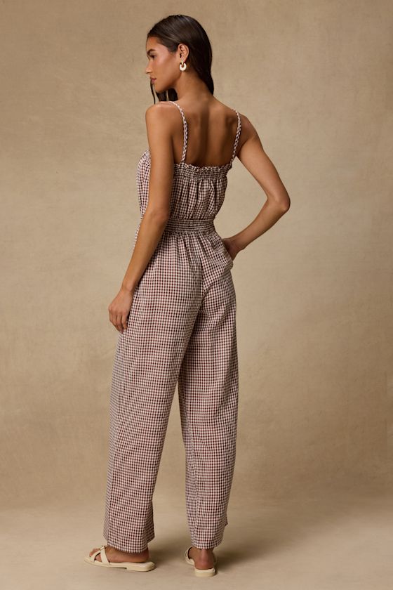 Dylan Brown Gingham Wide-Leg Jumpsuit 3
