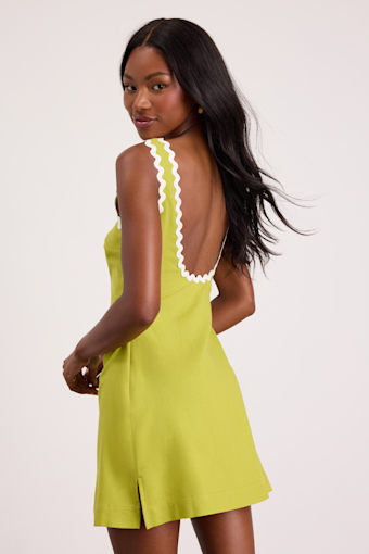 Xiomara Chartreuse Square-Neck Mini Dress 2