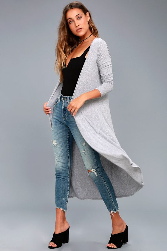 Graceful Ways Heather Grey Long Cardigan Sweater 8