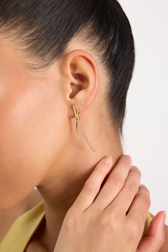 Susanna Gold Knotted Rhinestone Drop Earrings 1