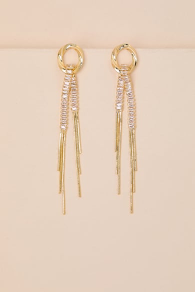 slim fit dress slacks Gold Rhinestone Chain Necklace | Gold Necklaces main image 0