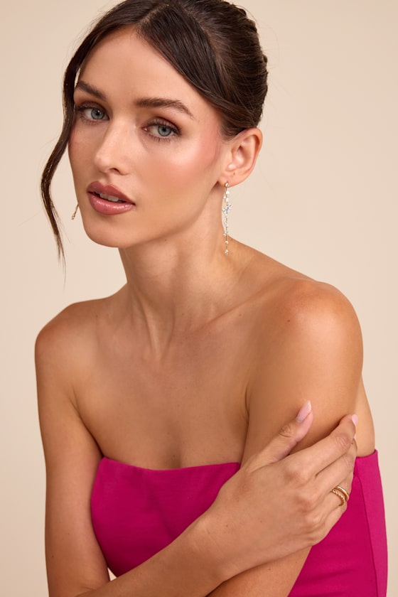 Faydra Gold 14KT Rhinestone Drop Earrings 1