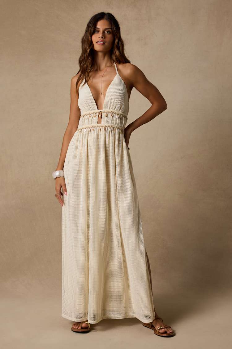 cream embroidered crochet maxi dress Novalee Flower Crochet Maxi Dress