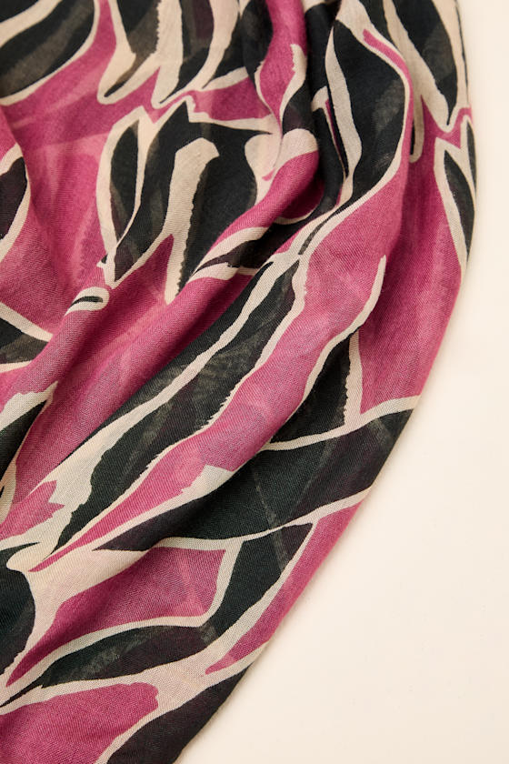 Levette Mauve Pink Leaf Print Sarong Swim Cover-Up