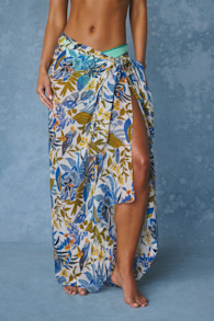 Grenada Blue Multi Floral Sarong Swim Cover-Up 4