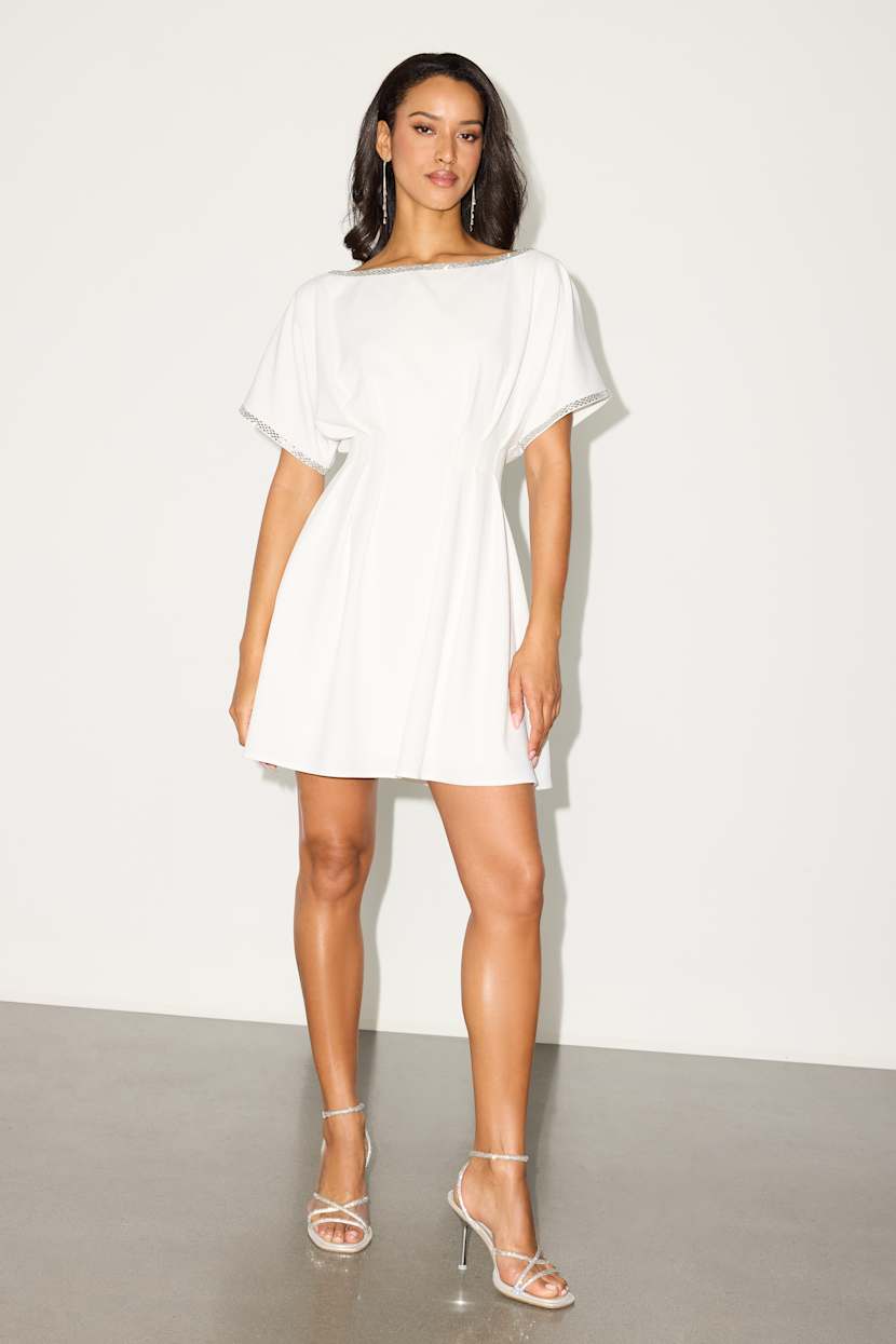 are short dresses formal Nolan Short Sleeve Mini Dress White main image 0