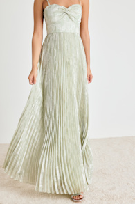 Candia Sage Floral Jacquard Satin Maxi Dress 6