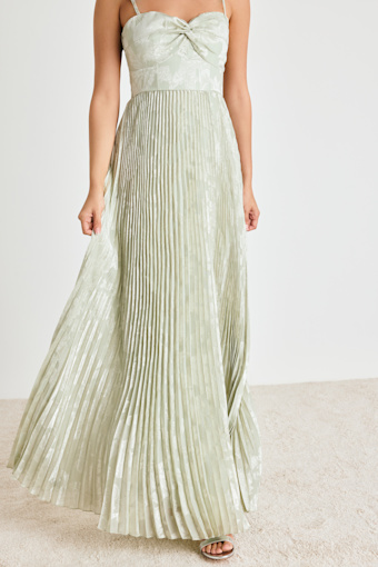 Candia Sage Floral Jacquard Satin Maxi Dress 6