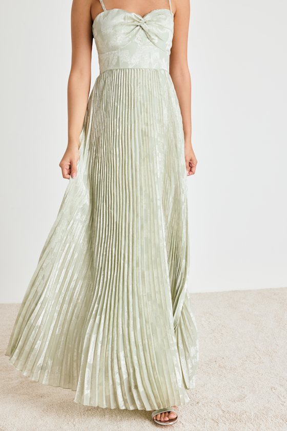 Candia Sage Floral Jacquard Satin Maxi Dress 6