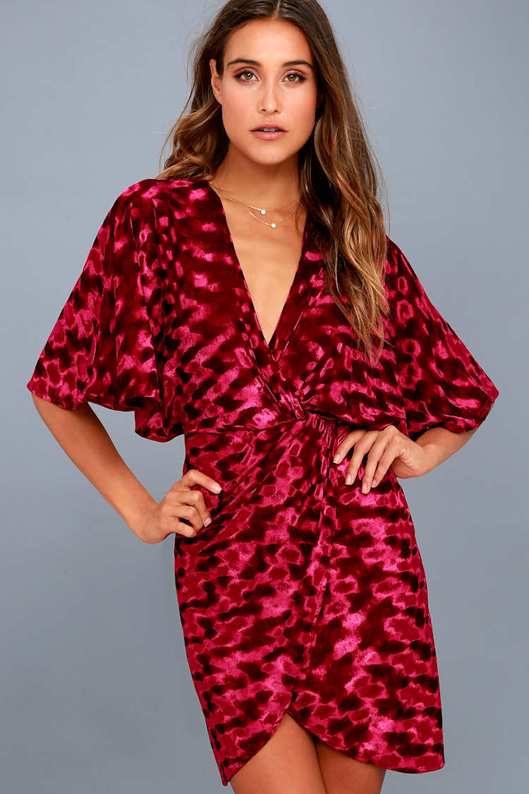 princess polly baby blue dress Womens Christmas Wrap V Neck Long Sleeve Velvet Dress Elegant Bodycon  Ruched Cocktail Party Mini Dresses（Burgundy） main image 1