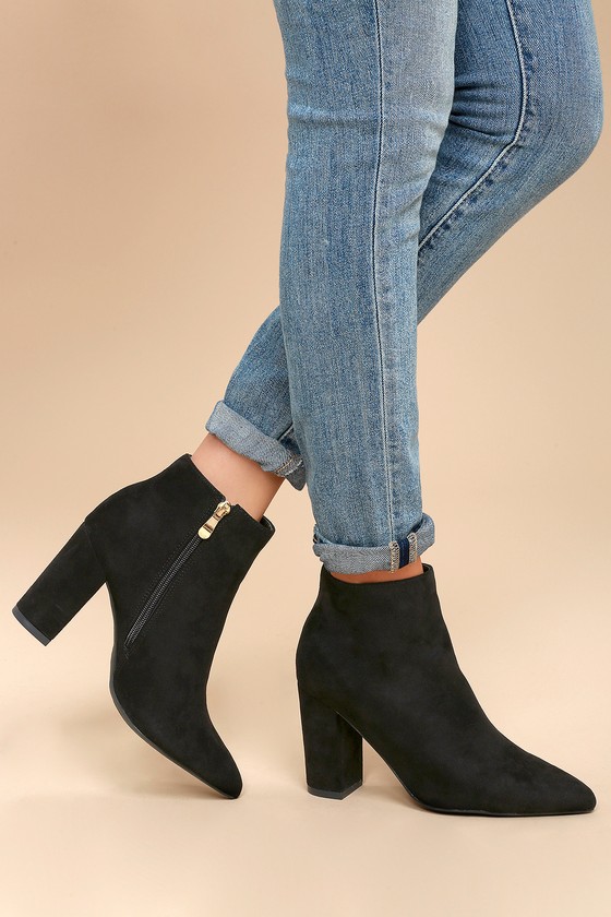 cheap black bootie heels