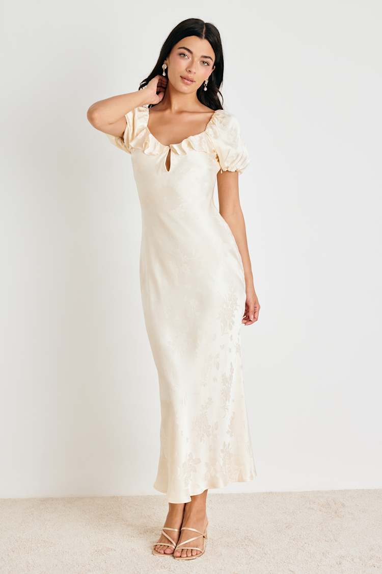 cream puff sleeve maxi dress Cream Puff Sleeve Maxi Dress