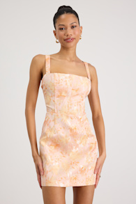 Belen Peal Floral Jacquard Tie-Back Mini Dress 1