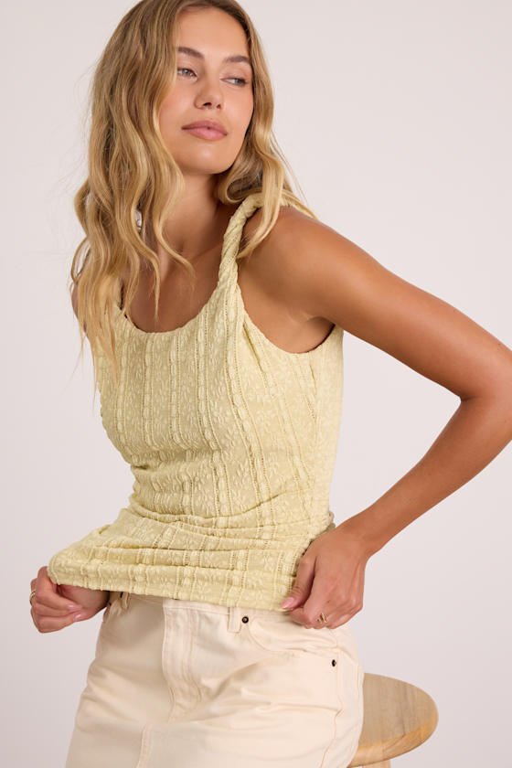 Roan Light Green Lace Twist Strap Tank Top 1