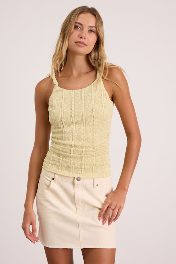 Roan Light Green Lace Twist Strap Tank Top 2