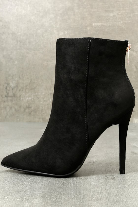 Ashlyn Black Suede Pointed Toe Booties 3