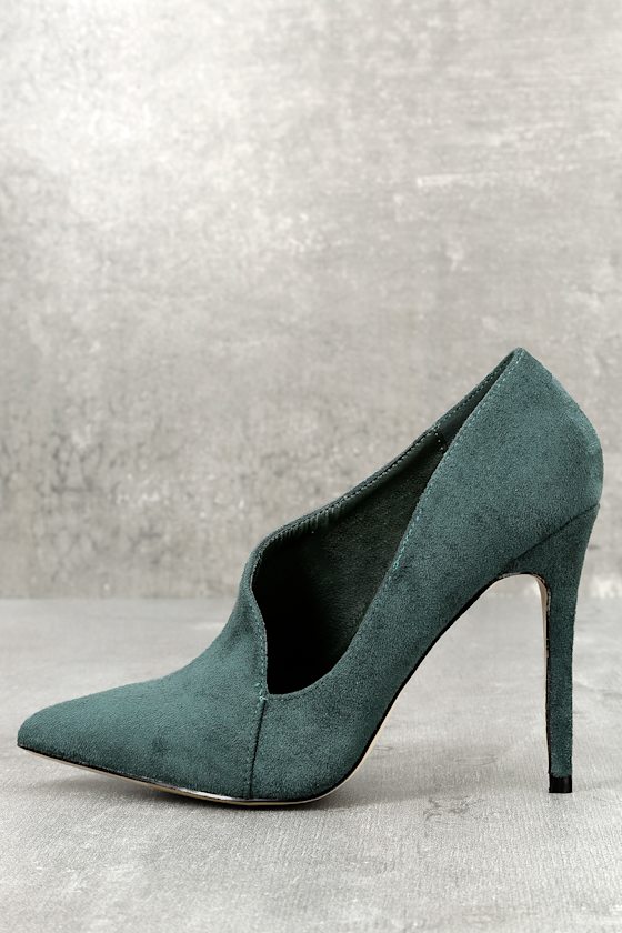 Chic D'Orsay Pumps Green Suede Pumps Office Shoes Lulus