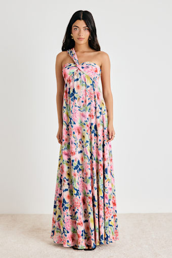Georgianna Pink Multi Floral Plisse Maxi Dress 1