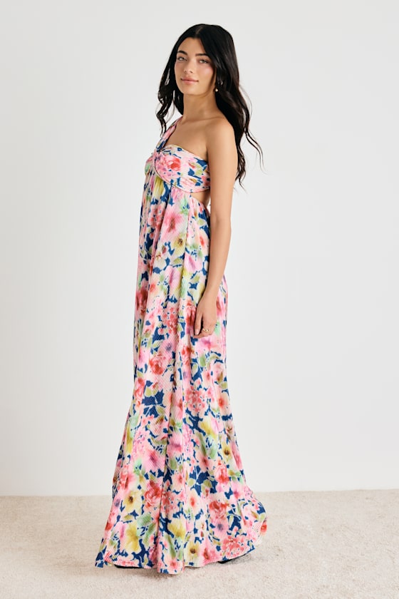 Georgianna Pink Multi Floral Plisse Maxi Dress - thumbnail 4
