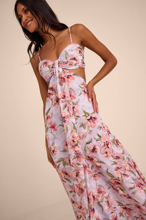 Heidi Lavender Floral Cutout Maxi Dress 2