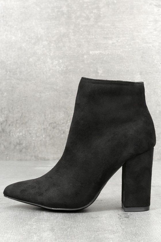 black suede high ankle boots