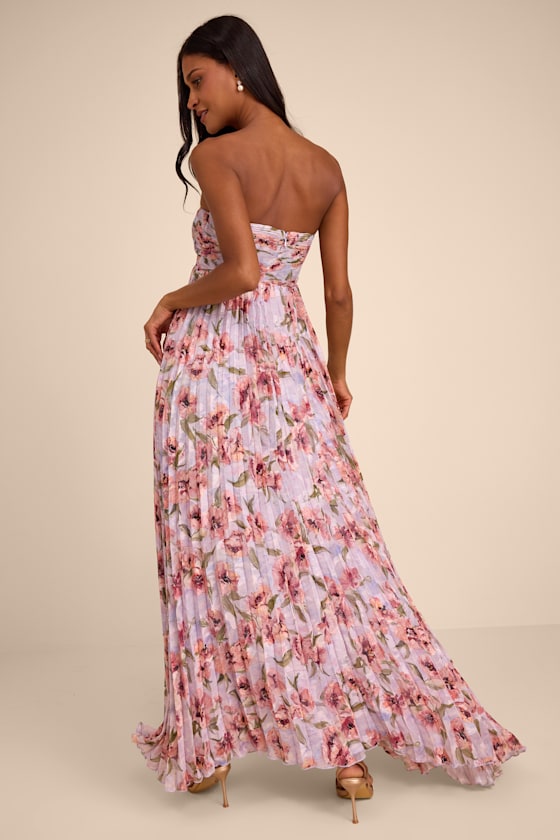 Lavender Floral Maxi Dress - Pleated Maxi Dress - Floral Dress - Lulus