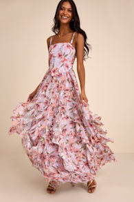 Hensley Lavender Multi Floral Bustier Maxi Dress 1