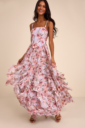 Hensley Lavender Multi Floral Bustier Maxi Dress 1