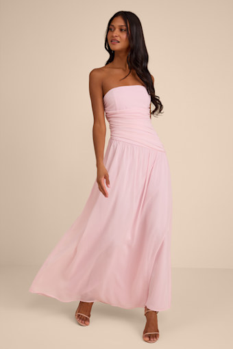 Florian Blush Pink Drop Waist Maxi Dress 1