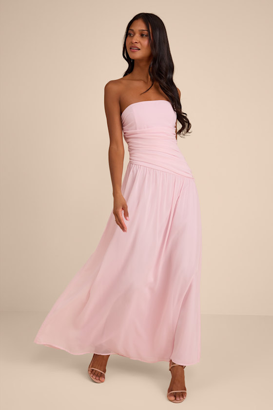 Florian Blush Pink Drop Waist Maxi Dress 1