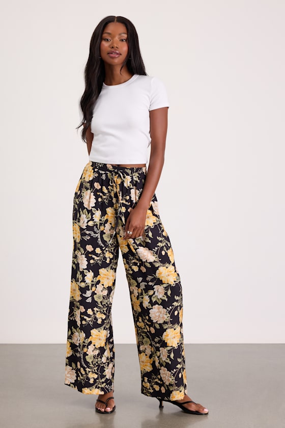 Taelyn Black Multi Floral Wide-Leg Pants - thumbnail 5