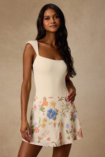Solenne Cream Multi Floral High-Rise Mini Skirt 1