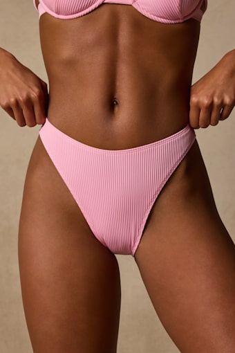 Matala Light Pink Ribbed High-Rise Bikini Bottoms 1